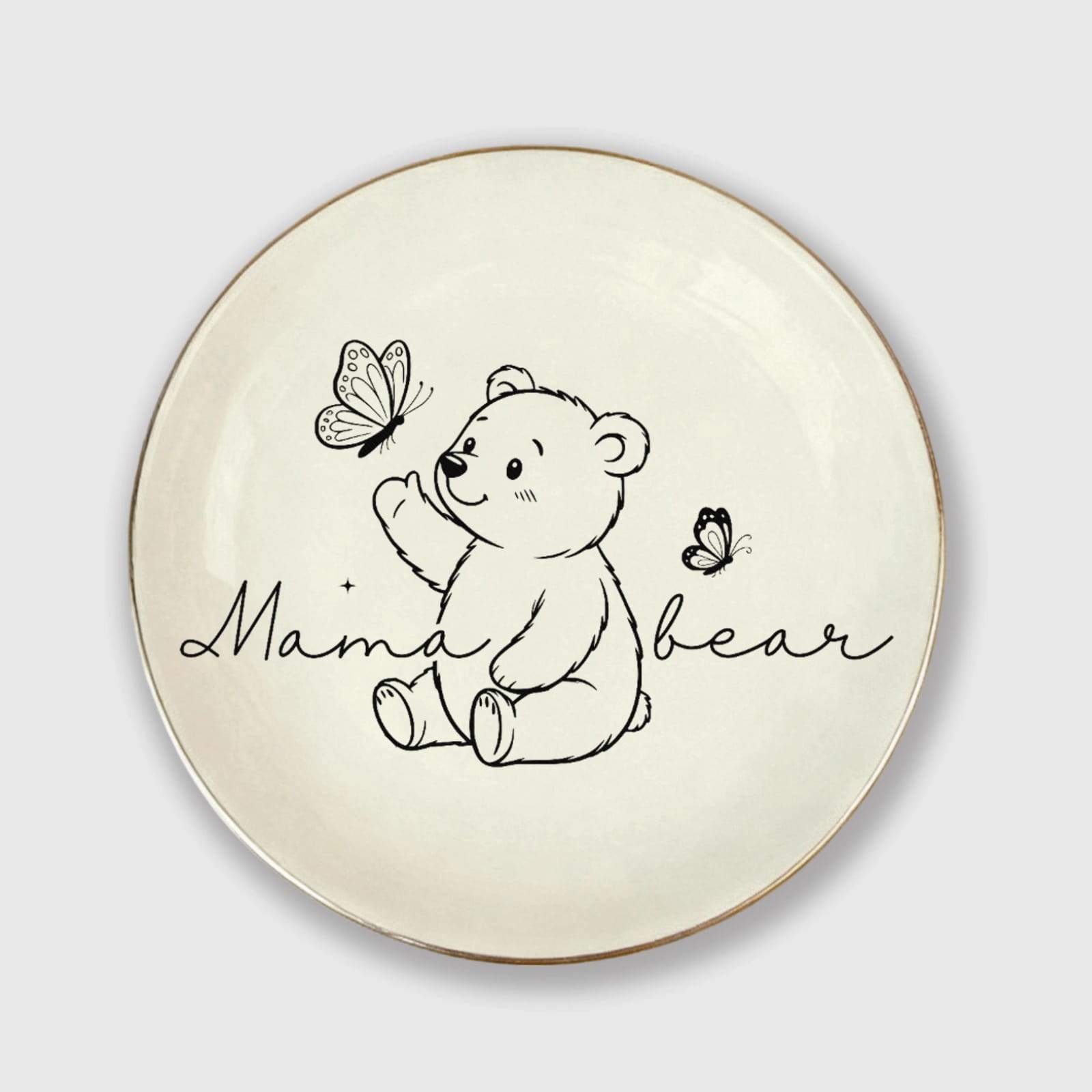 Mama Bear Line Art Trinket Tray for Mother's Day Gift