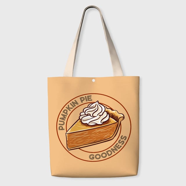 Pumpkin Pie Print Tote Bag for Food Lovers Thanksgiving Gift