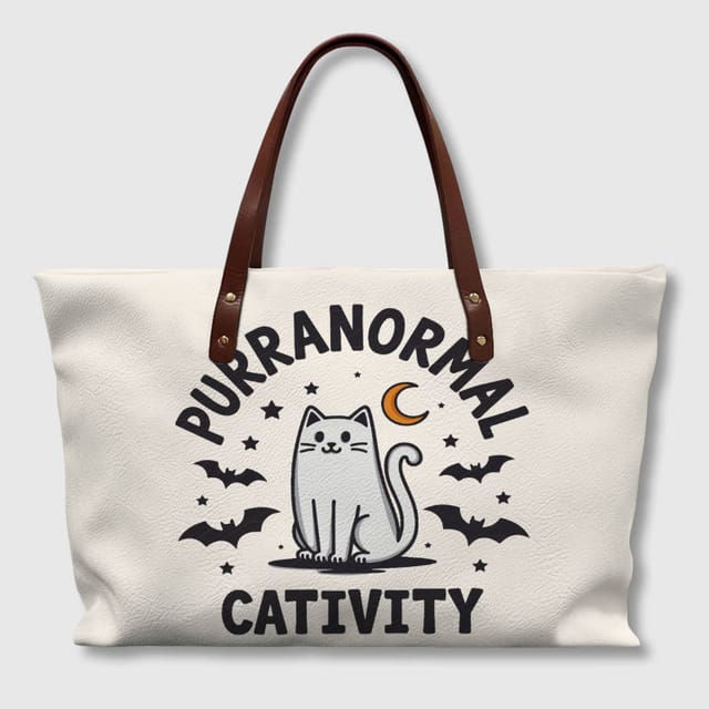 Purranormal Cat Halloween Tote Bag for Pet Lovers