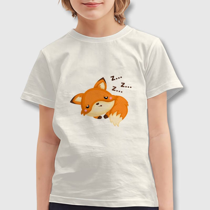 Cute Sleeping Fox Kids T-Shirt for Boys Girls Daily Wear Gift
