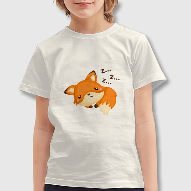 Cute Sleeping Fox Kids T-Shirt for Boys Girls Daily Wear Gift