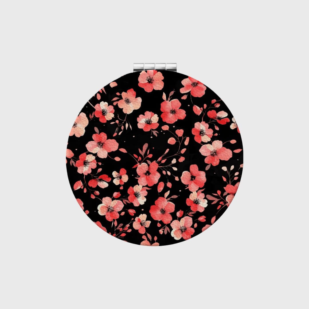 Pink Petal Cascade portable makeup mirror - 1