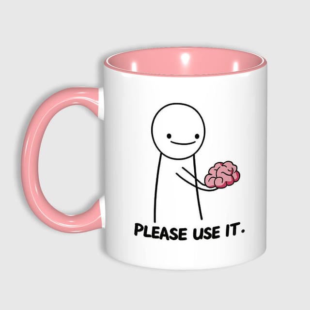 Funny 'Please Use It' Brain Mug for Coworker Gag Gift