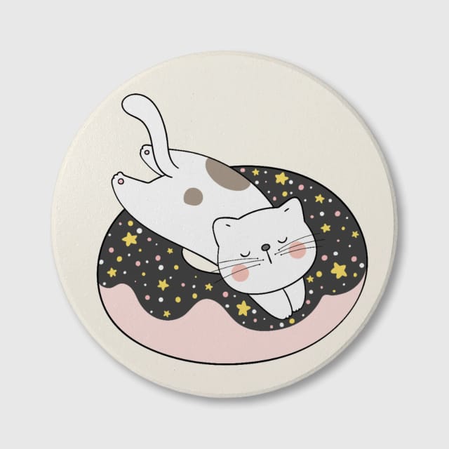 Sleeping Cat Donut Coaster for Pet Lovers Gift