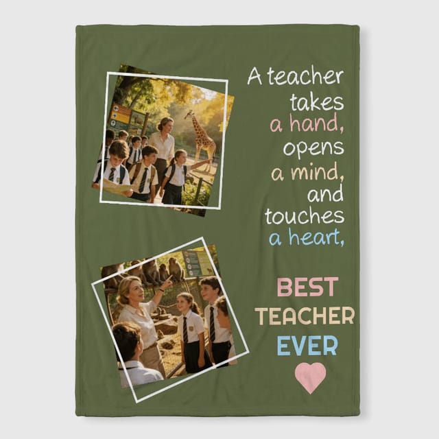 Custom Photo Fleece Blanket for Teacher Day Gift