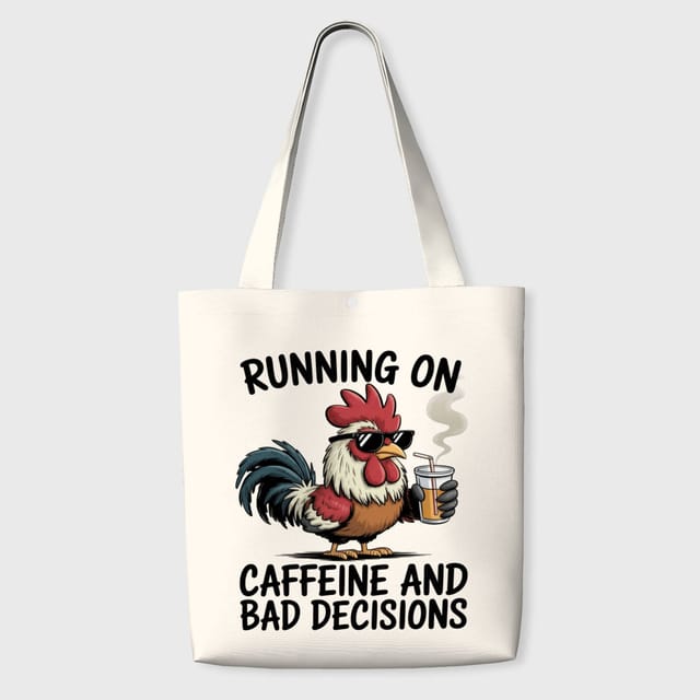 Funny Rooster Quote Tote Bag for Coffee Lovers Daily Use
