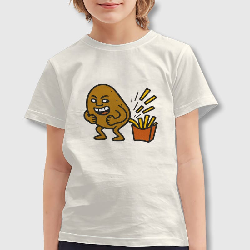 Funny Potato Fries Pun Kids T-Shirt for Boys Girls Birthday Gift