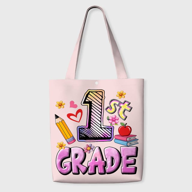 1st Grade Print Tote Bag for Kids Back to School