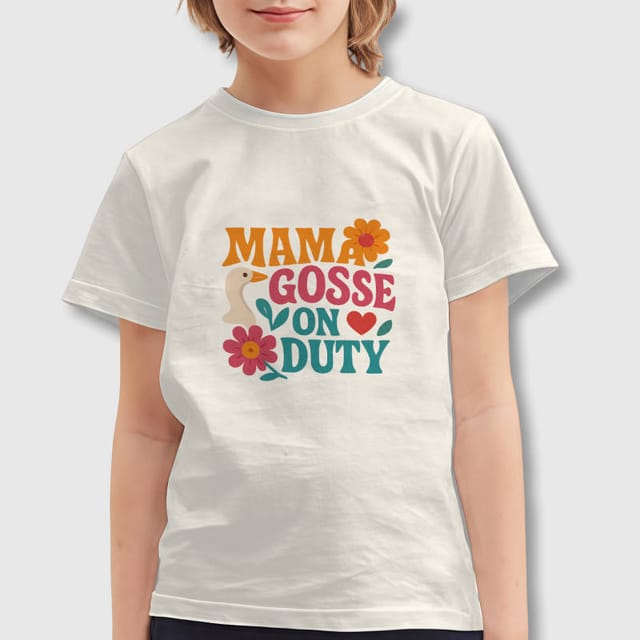 Retro Floral Goose Kids T-Shirt for Mother's Day Gift