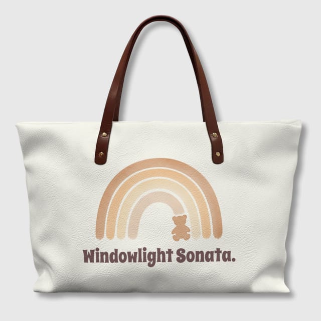 Neutral Rainbow Teddy PU Leather Tote for Women Daily Gifts