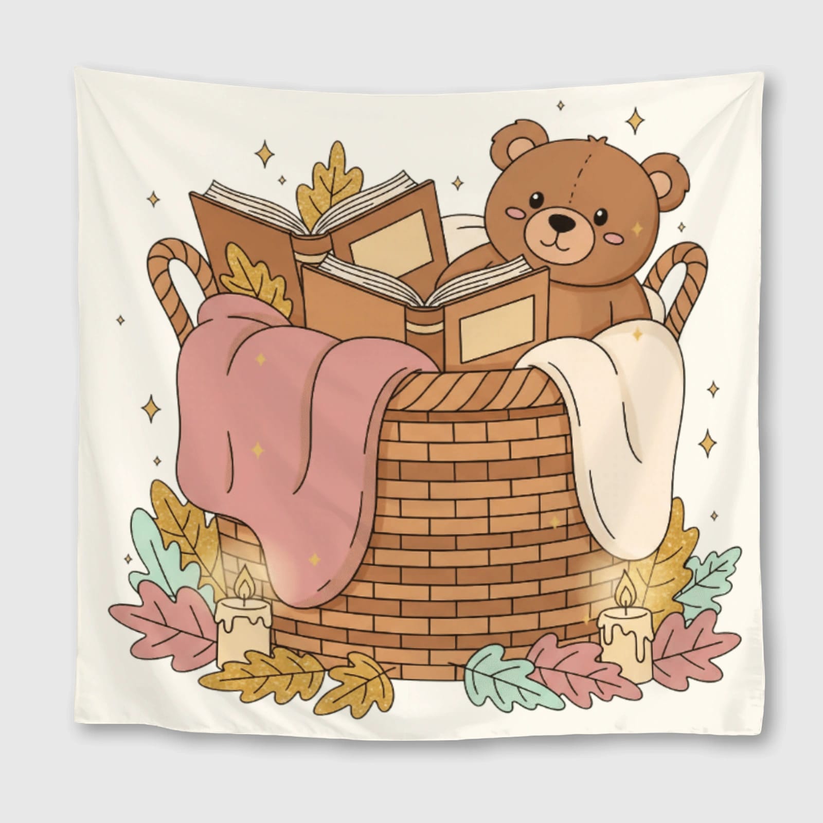 Cozy Teddy Bear Book Square Towel for Book Lovers