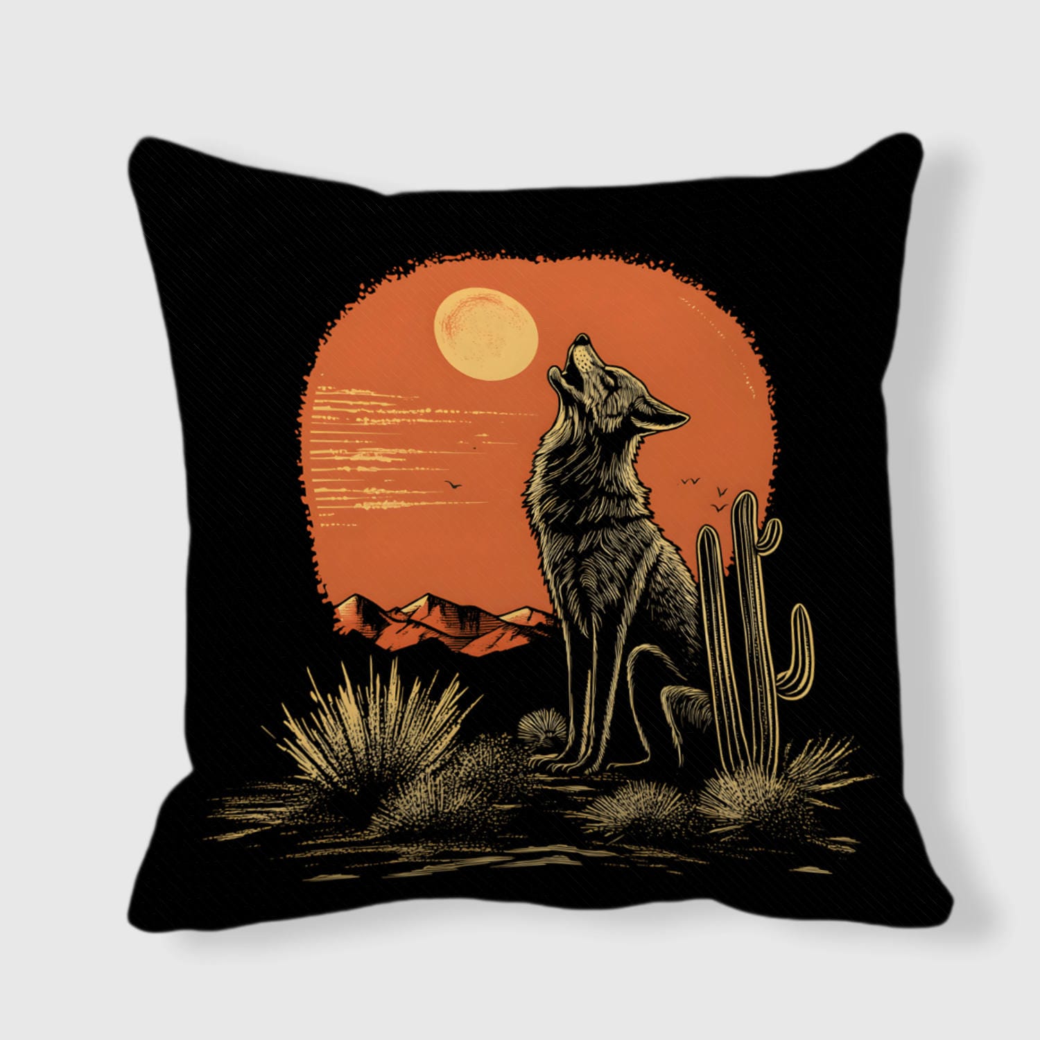 Desert Wolf Throw Pillow for Pet Lovers Gift