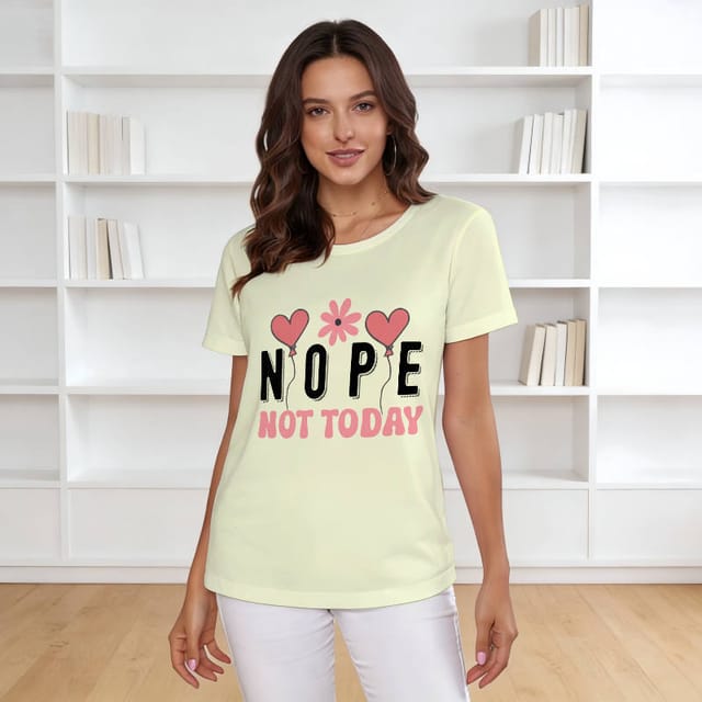Funny Quote Heart Floral T-Shirt for Women Daily Wear