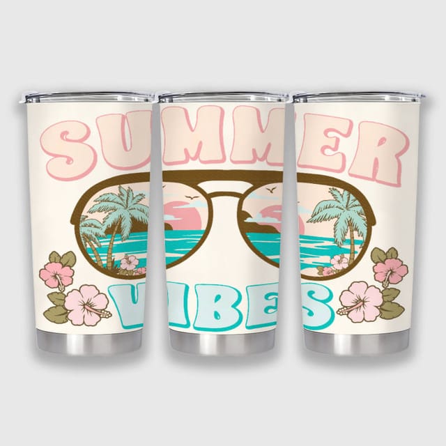 Summer Vibes Beach Stainless Steel Tumbler for Beach Lovers Gift