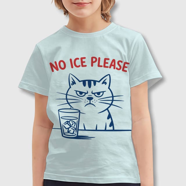 Grumpy Cat No Ice Kids Crew Neck T-Shirt for Daily Wear