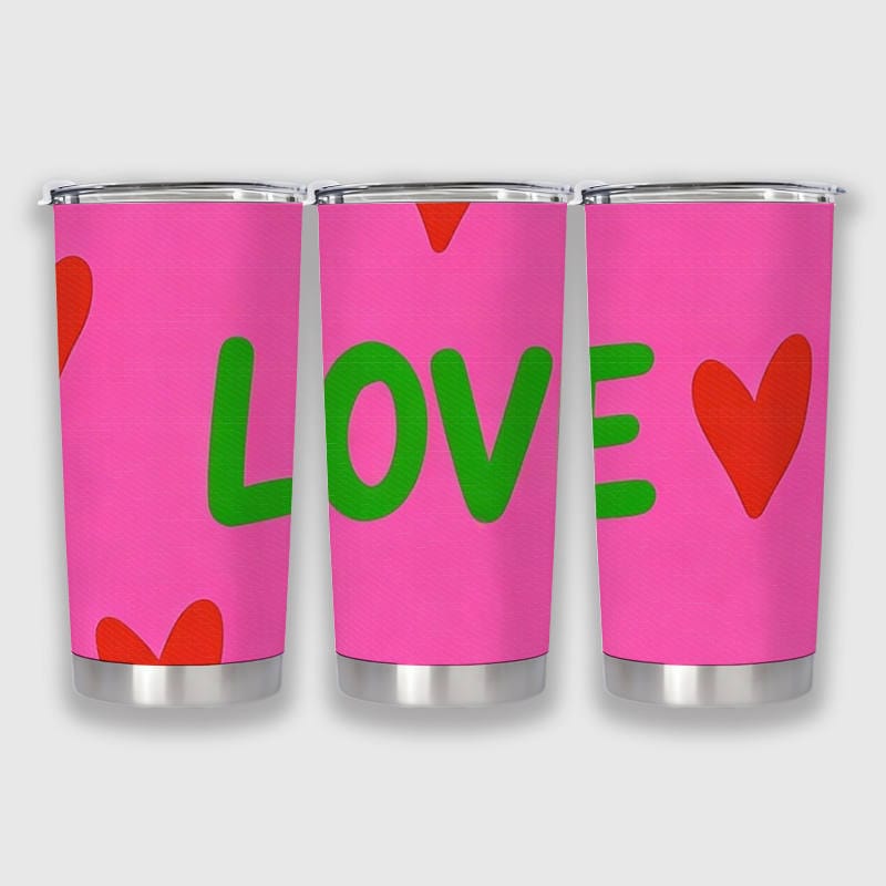 Love Heart Print Insulated Tumbler for Her Valentine's Day Gift