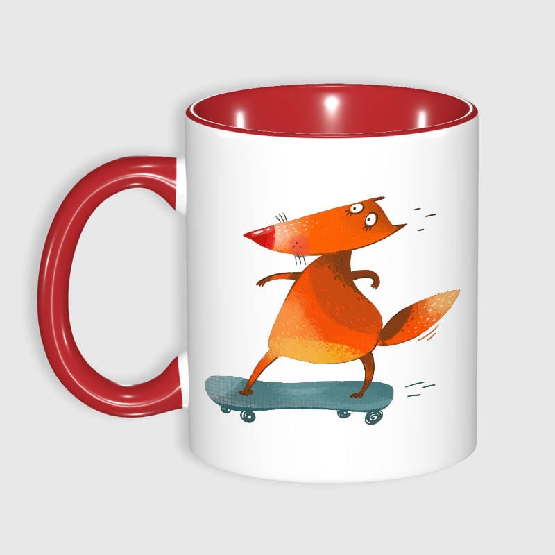Funny Skateboarding Fox Mug for Pet Lovers Daily Use