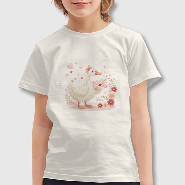 Cute Valentine Goose Kids Short Sleeve T-Shirt Gift