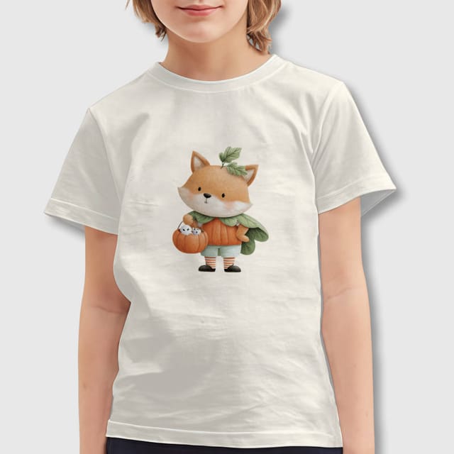 Cute Pumpkin Fox Kids T-Shirt for Halloween Casual Wear