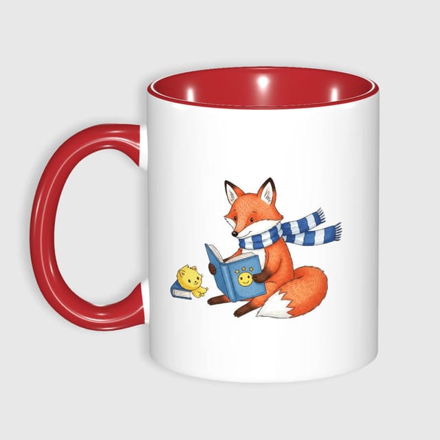 Cute Reading Fox Ceramic Mug for Book Lovers Daily Use