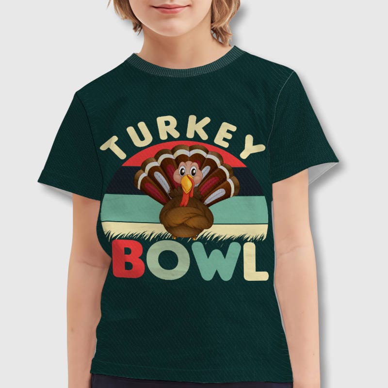 Turkey Bowl Graphic Kids Tee for Thanksgiving Gift