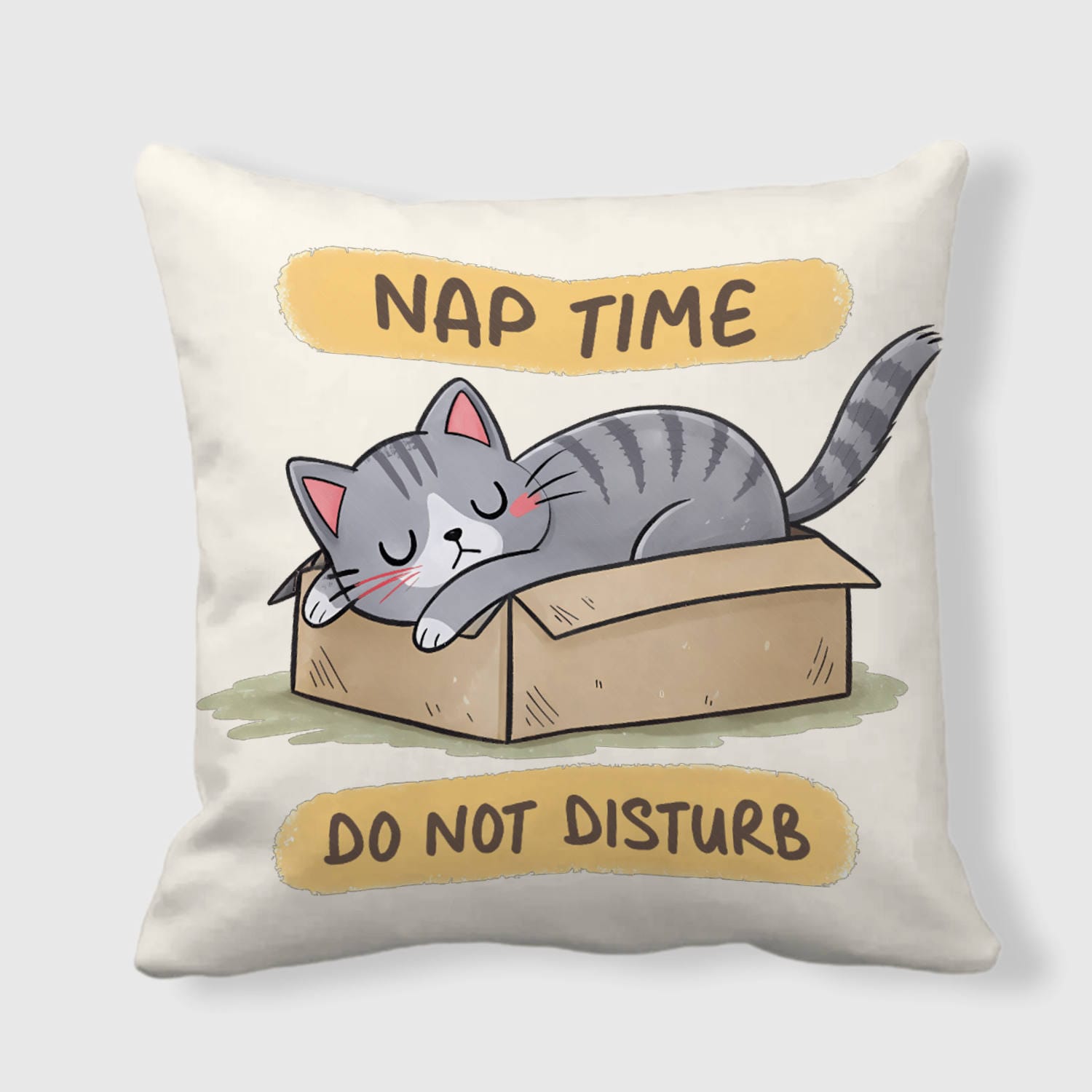 Cute Napping Cat Throw Pillow for Cat Lovers Home Decor Gift
