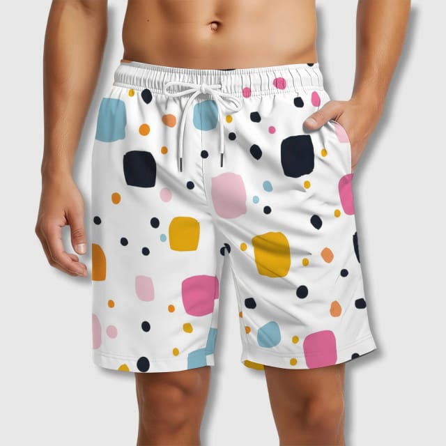 Colorful Abstract Print Shorts for Men Summer Beach Sports