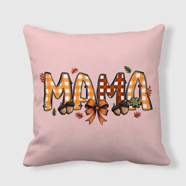 Fall Plaid MAMA Throw Pillow for Mom Thanksgiving Decor