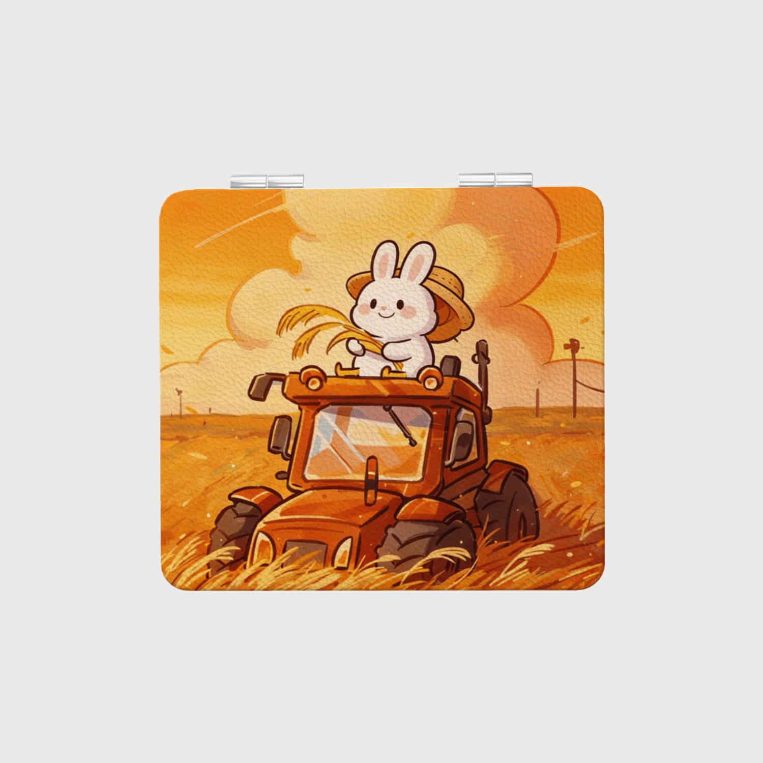 Cute Harvest Bunny Pocket Makeup Mirror for Bunny Lovers Fall Gift