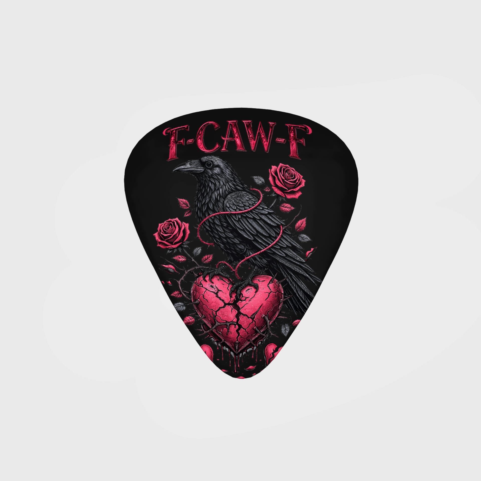 Gothic Crow & Rose Guitar Pick for Guitarists Valentine Gift