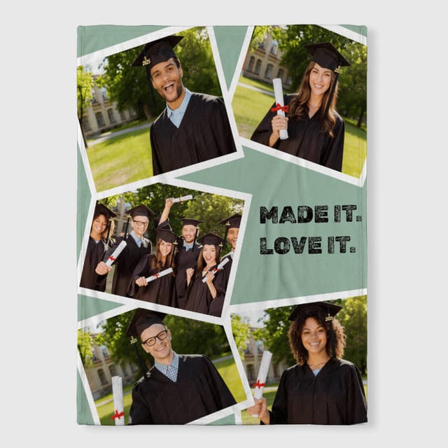 Custom Grad Collage Fleece Blanket for Grad Gift