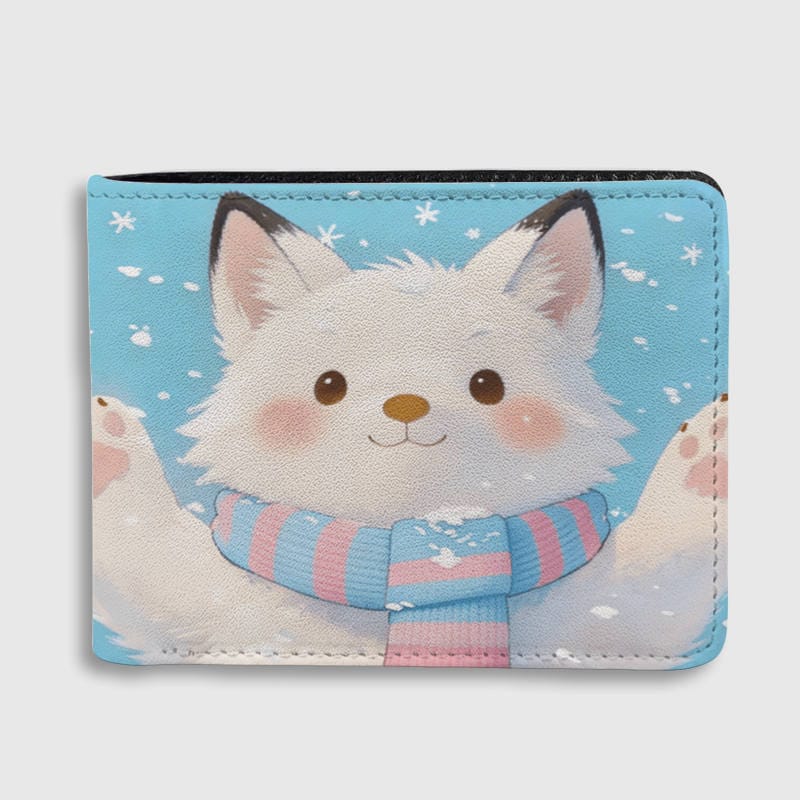 Cute Arctic Fox Bifold Wallet for Pet Lovers Winter Gift - 1