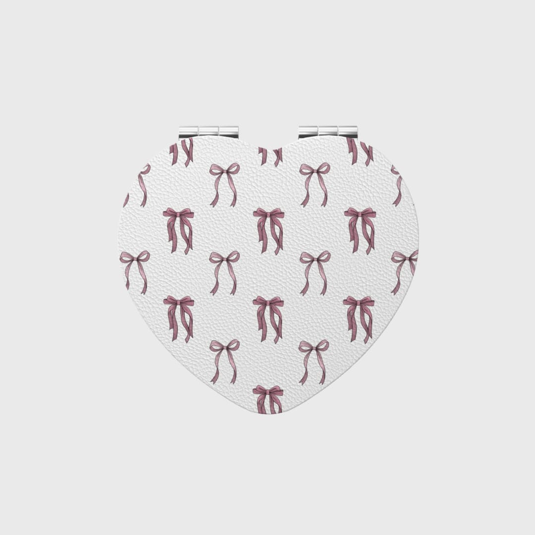 Custom Portable Pocket Makeup Mirror – Personalized PU Compact Mirror (Heart) - 1