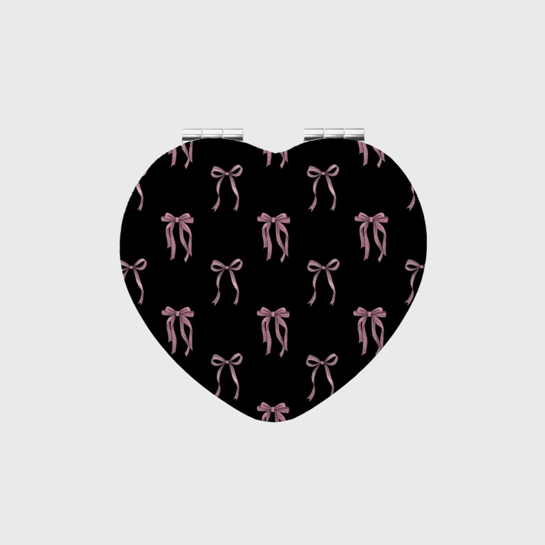 Custom Portable Pocket Makeup Mirror – Personalized PU Compact Mirror (Heart) - 1