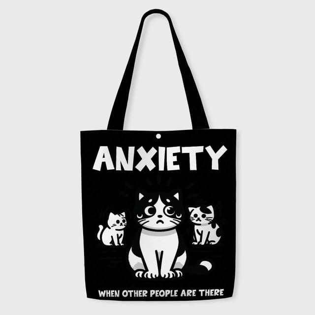 Funny Anxious Cat Tote Bag for Pet Lovers Daily Use
