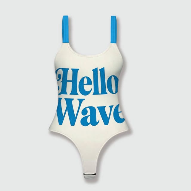 Hello Wave Quote One Piece Swimsuit for Women Summer Beach Wear
