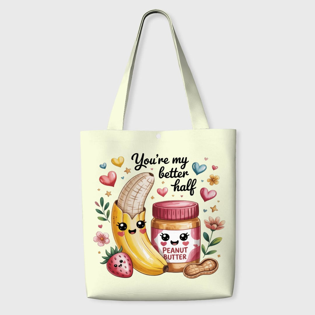 Cute Banana Peanut Butter Tote Bag for Couples Valentine Gift - 1