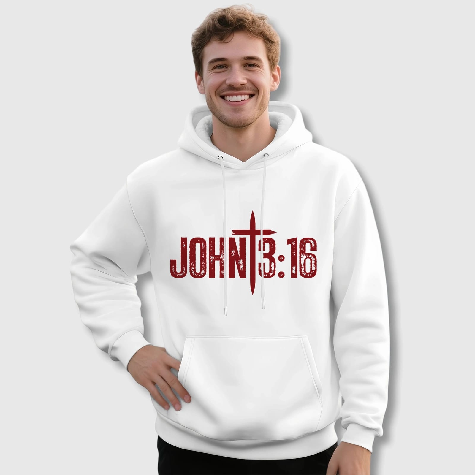 John 3:16 Christian Cross Hoodie for Men Faith Gifts