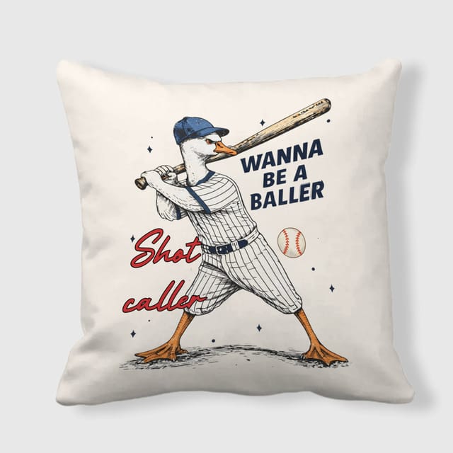 Funny Baseball Duck Throw Pillow for Sports Fans Gift