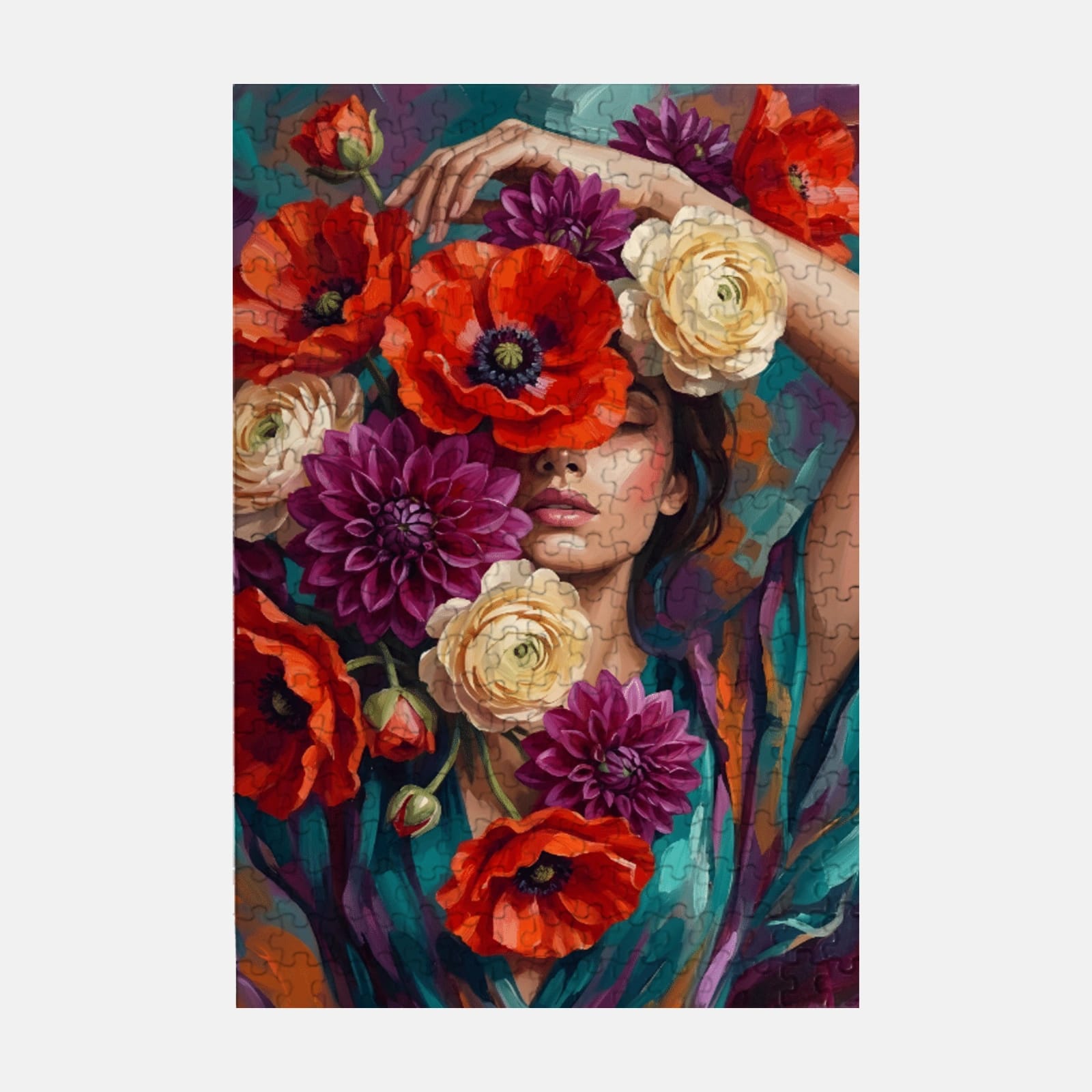 Floral Woman Portrait Jigsaw Puzzle for Her Birthday Gift