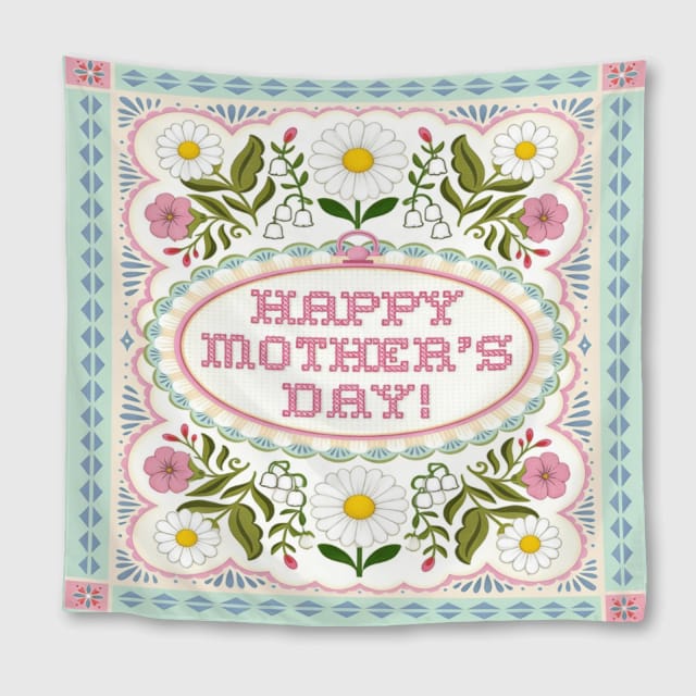 Floral Happy Mother's Day Towel for Mom Gift