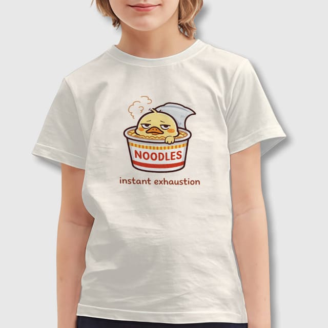 Funny Duck Noodle Print Kids T-Shirt for Birthday Gift Daily Use