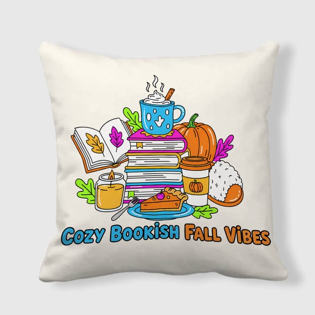 Bookish Fall Throw Pillow for Book Lovers Home Decor