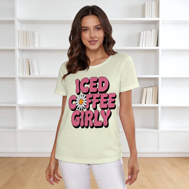 Retro Iced Coffee Daisy Tee for Coffee Lover Women Daily Wear