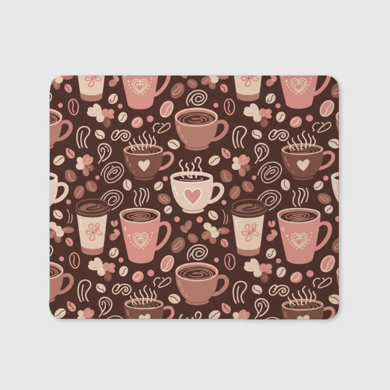 Coffee Heart Pattern Non-Slip Mouse Pad for Coffee Lovers Daily Use