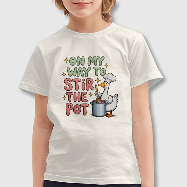 Funny 'Stir The Pot' Goose Kids T-Shirt for Casual Daily Wear