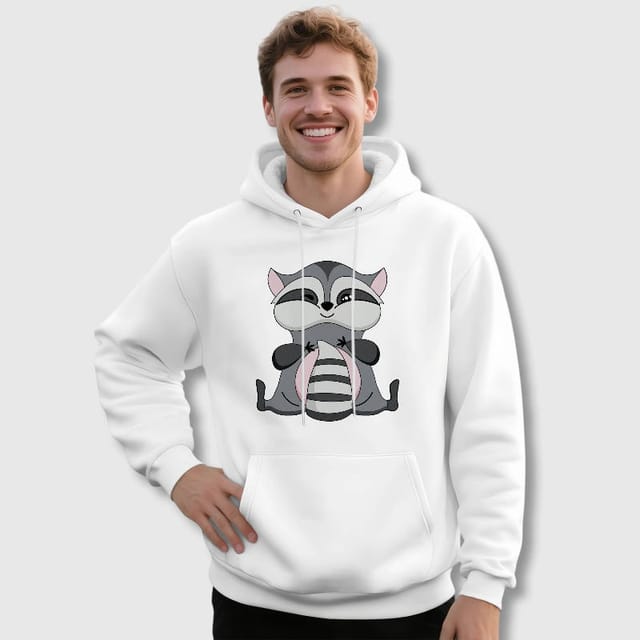 Cute Raccoon Pullover Hoodie for Animal Lovers Daily Use