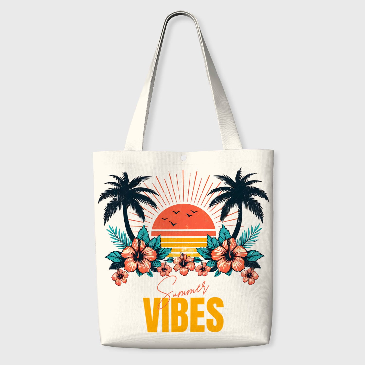Summer Vibes Tropical Tote Bag for Daily Beach School Use