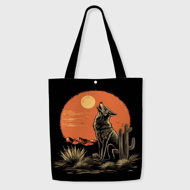 Desert Coyote Sunset Tote Bag for Wildlife Lovers Daily Use