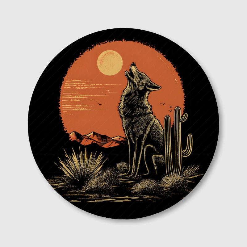 Desert Wolf Ceramic Coaster for Wildlife Lovers Home Use
